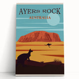 Ayers Rock Retro Travel Poster | Uluru Desert Landscape Art