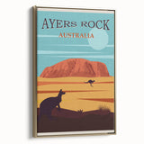 Ayers Rock Retro Travel Poster | Uluru Desert Landscape Art