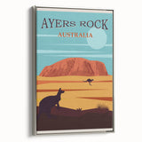Ayers Rock Retro Travel Poster | Uluru Desert Landscape Art