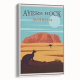 Ayers Rock Retro Travel Poster | Uluru Desert Landscape Art