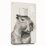 Bathroom Wall Art - Capybara with Toilet Paper Hat
