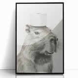 Bathroom Wall Art - Capybara with Toilet Paper Hat