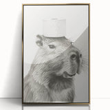 Bathroom Wall Art - Capybara with Toilet Paper Hat
