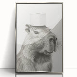 Bathroom Wall Art - Capybara with Toilet Paper Hat