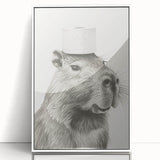 Bathroom Wall Art - Capybara with Toilet Paper Hat