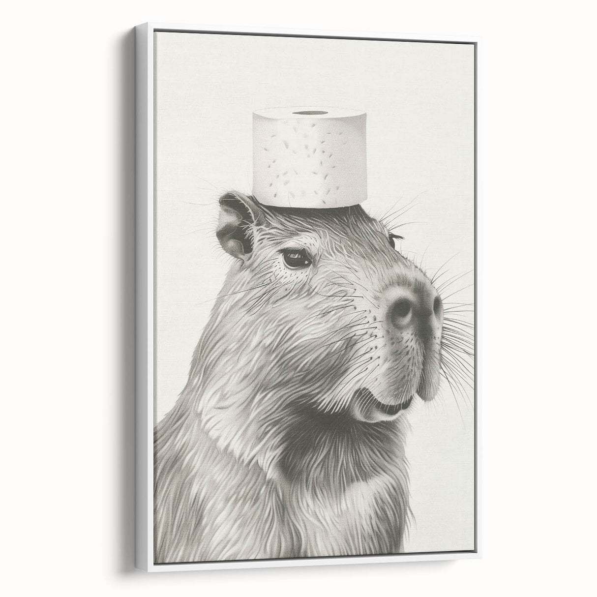 Bathroom Wall Art - Capybara with Toilet Paper Hat