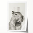 Bathroom Wall Art - Capybara with Toilet Paper Hat