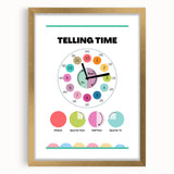 Telling Time Kids Educational Wall Art – Clock Learning Poster