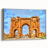 Vintage poster art of an Algerian landscape in colorful hues on a large framed canvas, ideal for living room decor.