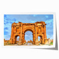 Extra large rolled canvas depicting a serene Algerian landscape with vibrant floral elements, ideal for dining room wall art.
