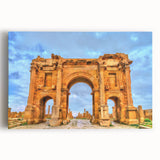 Black and white stretched canvas featuring Algerian scenery, ideal for kitchen wall art.