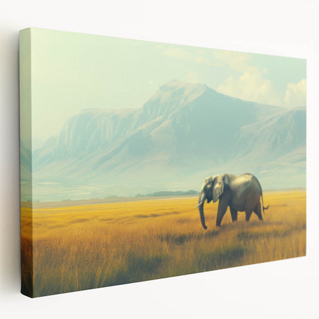 Large canvas print of an African savannah scene with warm sunset colors, ideal for kitchen wall art.