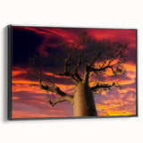 Black and white framed canvas of a Madagascar landscape, suitable as wall art for a bedroom.