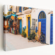 Moroccan landscape on large stretched canvas in earthy tones, suitable for kitchen wall art.