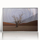 Acrylic print of an African scenery with muted earth tones in a mid-century modernist style, suitable for nursery wall decor.