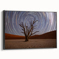 Black and white framed canvas depicting a Namibian landscape, ideal for bedroom wall decor.