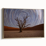 Framed canvas landscape art painting depicting a serene Namibian scenery in muted earth tones.