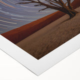 Art deco poster featuring a serene Namibian landscape on rolled canvas, ideal for dining room decor.