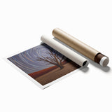 Large rolled print depicting a serene Namibian landscape in muted earth tones, ideal for classy bathroom wall art.
