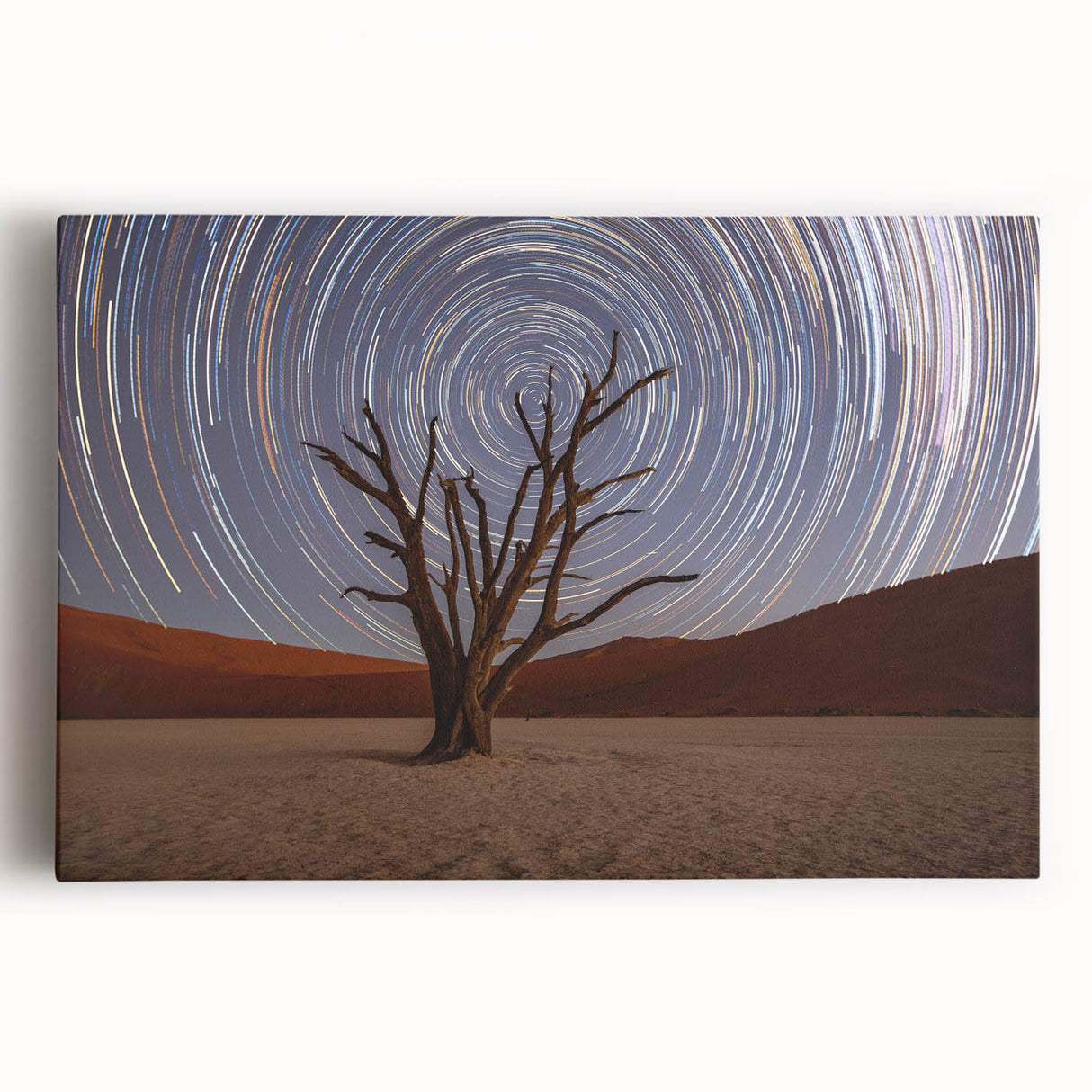 Large black and white stretched canvas featuring a Namibian landscape, ideal for kitchen wall art.