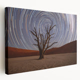 Large stretched canvas featuring a serene Namibian landscape in soft earth tones, ideal for kitchen wall art.