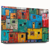 Large abstract wall art of a South African scenery in vibrant earth tones on acrylic glass.