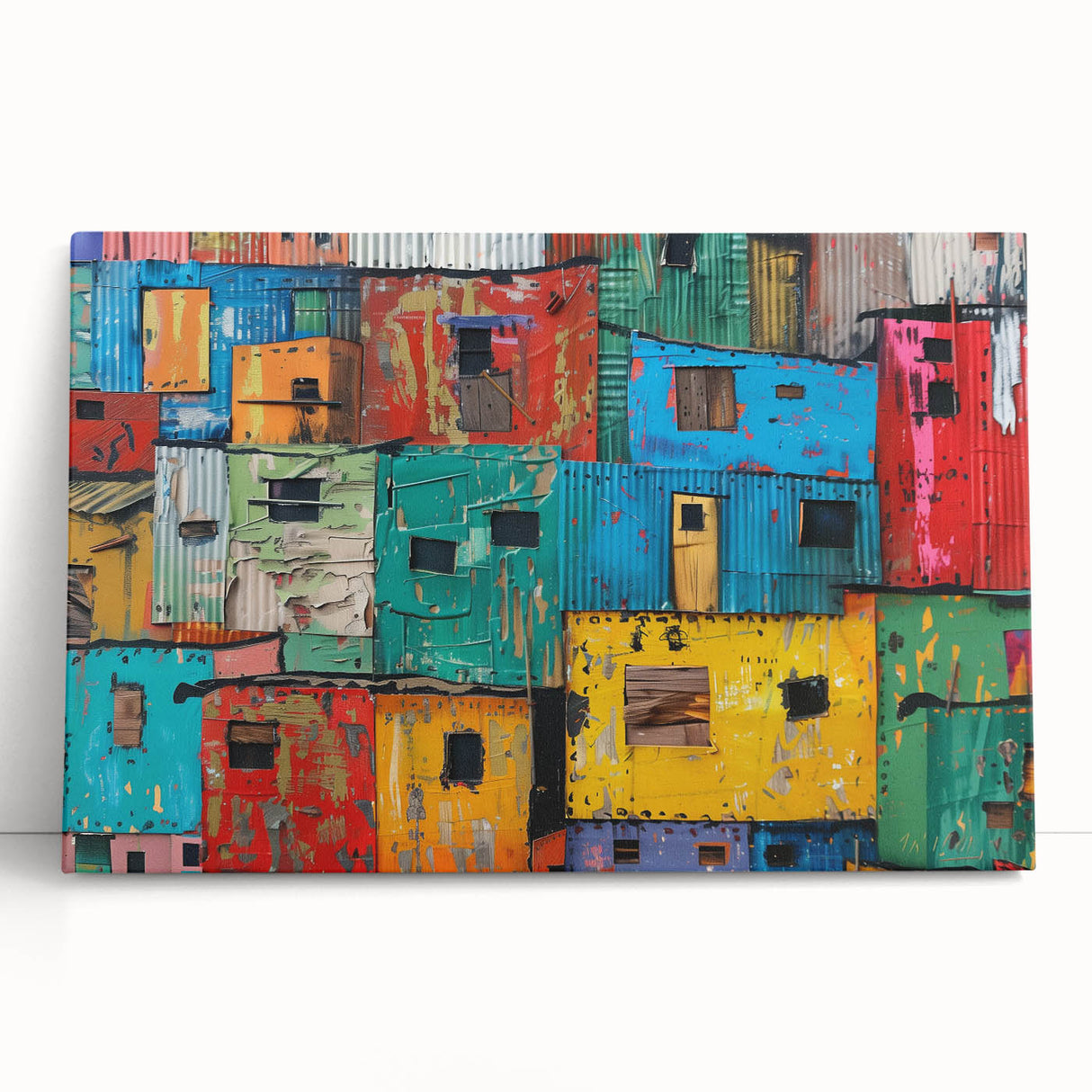 Monochrome African landscape on large stretched canvas, ideal for kitchen wall art.