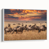 Vintage poster art of Tanzania scenery on framed canvas, featuring colorful art in extra large size, ideal for living room.