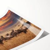 Extra large wall art featuring line art flowers in muted earth tones on a rolled canvas.