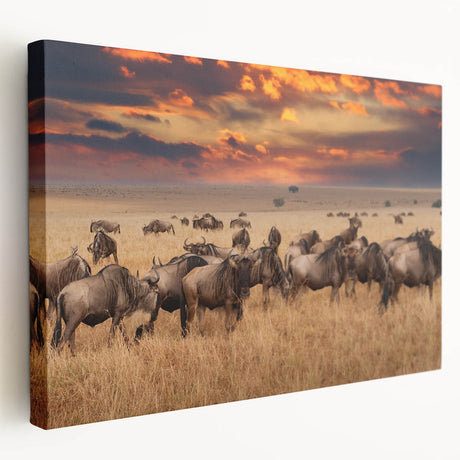Large canvas wall art featuring a serene Tanzania landscape in muted earth tones, suitable for kitchen decor.