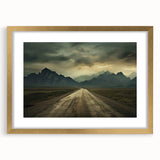 Extra large abstract art print featuring textured scenery of Azerbaijan in muted earth tones, framed in gold.