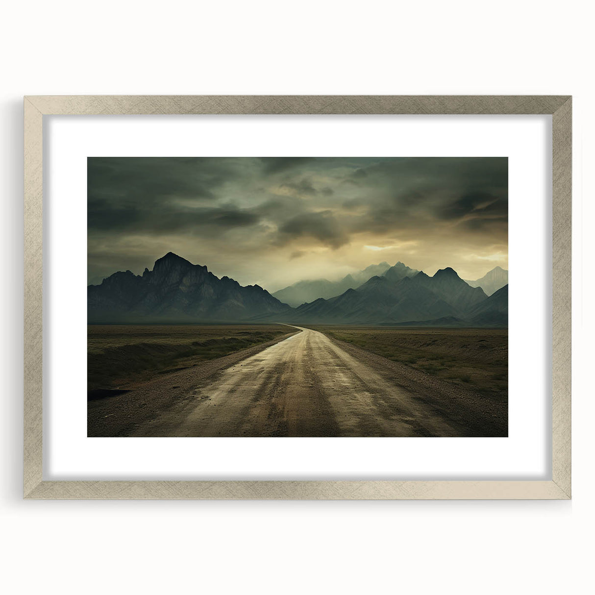Textured abstract art print of an Azerbaijan scenery in muted earth tones on a framed canvas, suitable for bedroom decor.