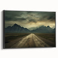 Black and white framed canvas featuring a vintage poster art style landscape of Azerbaijan, suitable for bedroom decor.