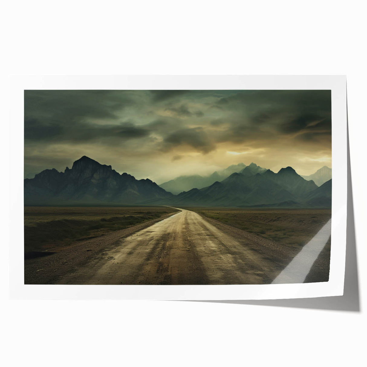 Extra large rolled print of an Azerbaijani landscape with vibrant green and blue tones, ideal for art wall dining room.
