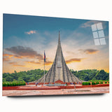 Large abstract acrylic print of a Bangladesh landscape in earthy tones, ideal for bedroom or dining room art.