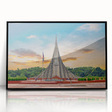 Large abstract wall art featuring a mid-century modernist style with a blend of muted earth tones, framed in black acrylic.