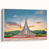 Vintage poster art of a scenic Bangladesh landscape in colorful hues on a large framed canvas, ideal for living room decor.