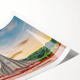 Extra large wall art of line art flowers in vibrant colors on a rolled canvas, suitable for large living room decor.