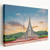 Large canvas print of a serene Bangladesh landscape in muted green and blue tones, ideal for kitchen wall art.