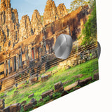 Large acrylic print of an abstract Cambodian scenery in earth tones.