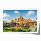 Extra large rolled print of a Cambodian landscape with lush greenery and floral elements, ideal for art wall dining room.