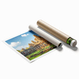 Extra large rolled print featuring a serene Cambodian landscape with vivid greenery and floral elements.