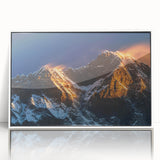 Framed acrylic print of a Tibetan landscape in muted earth tones, ideal for nursery wall art.