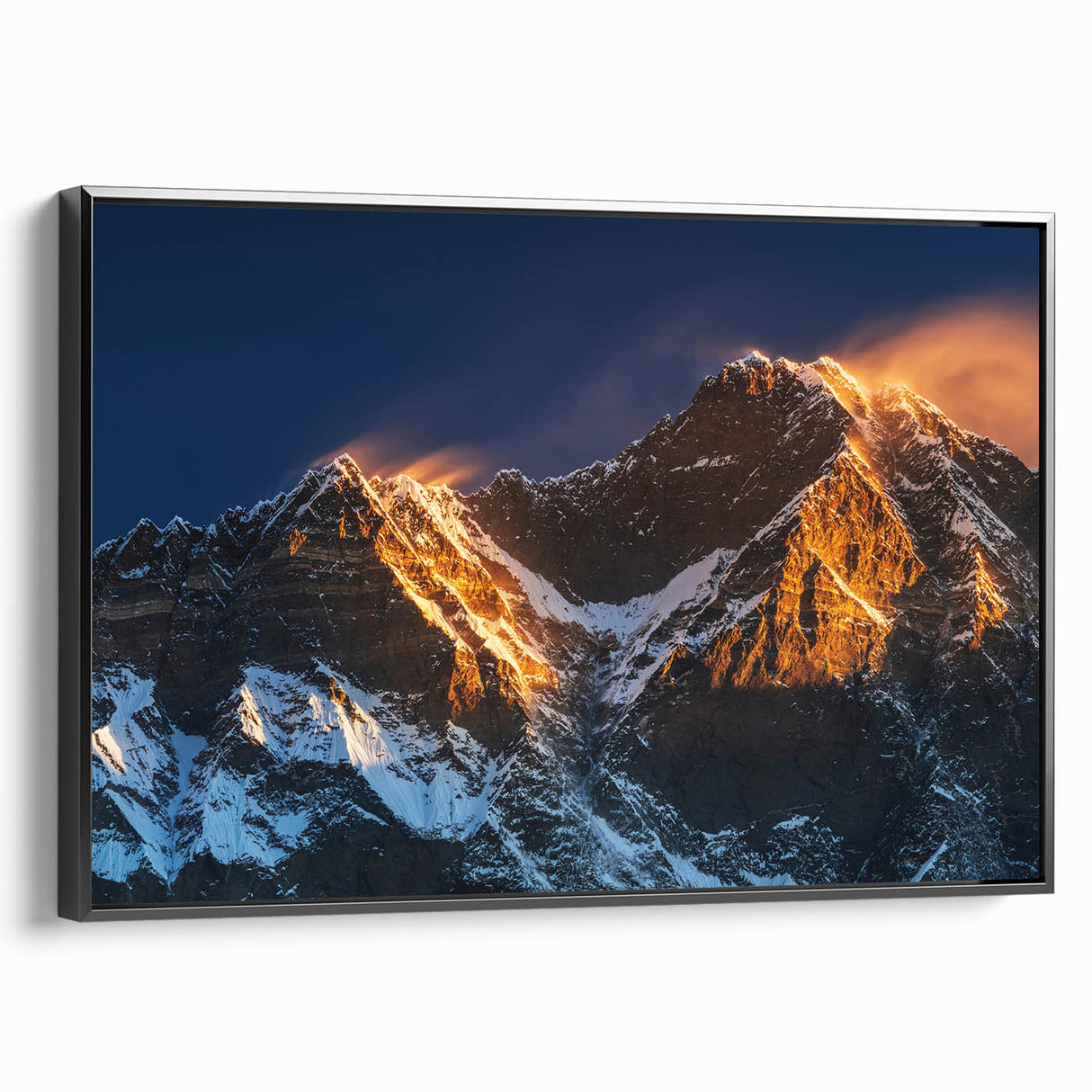 Black and white landscape art painting of Tibet on framed canvas, ideal for bedroom wall decor.