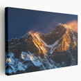 Large stretched canvas depicting a Tibetan landscape in muted earth tones, ideal for kitchen wall art.