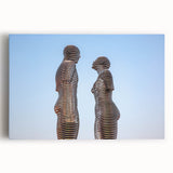 Large black and white stretched canvas of a Georgian Asian scenery, suitable as kitchen wall art.