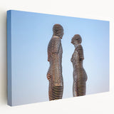 Large art print of an Asian scenery on stretched canvas, featuring earthy green and brown tones.