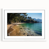 Abstract art print of Hong Kong skyline in muted gray and blue tones on a framed white mat, ideal for dining room decor.