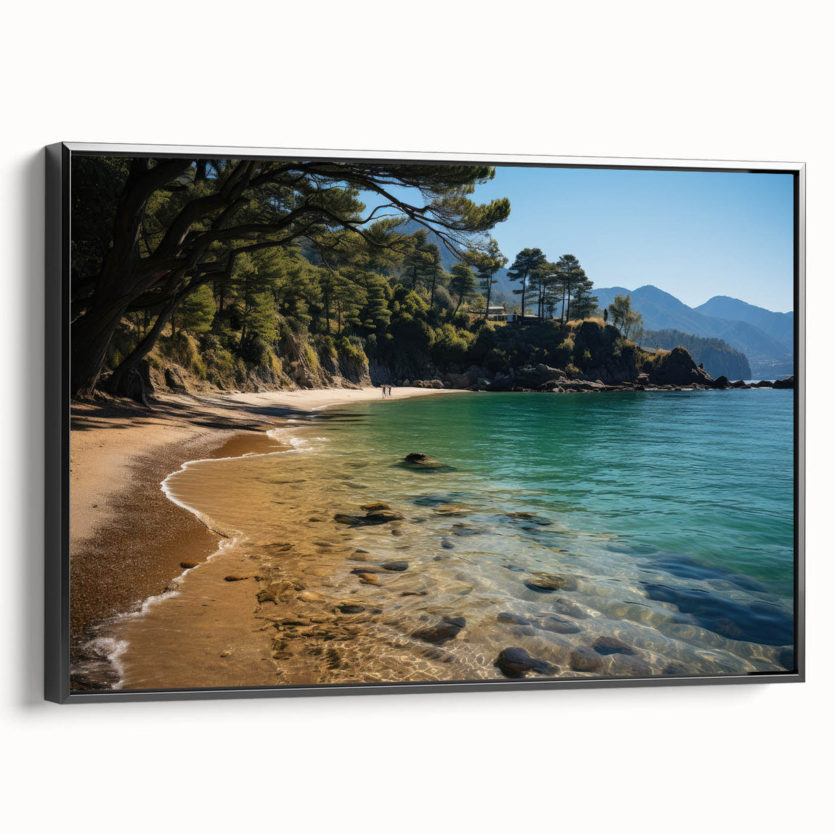Black and white framed canvas of vintage Hong Kong landscape, ideal for bedroom decor.