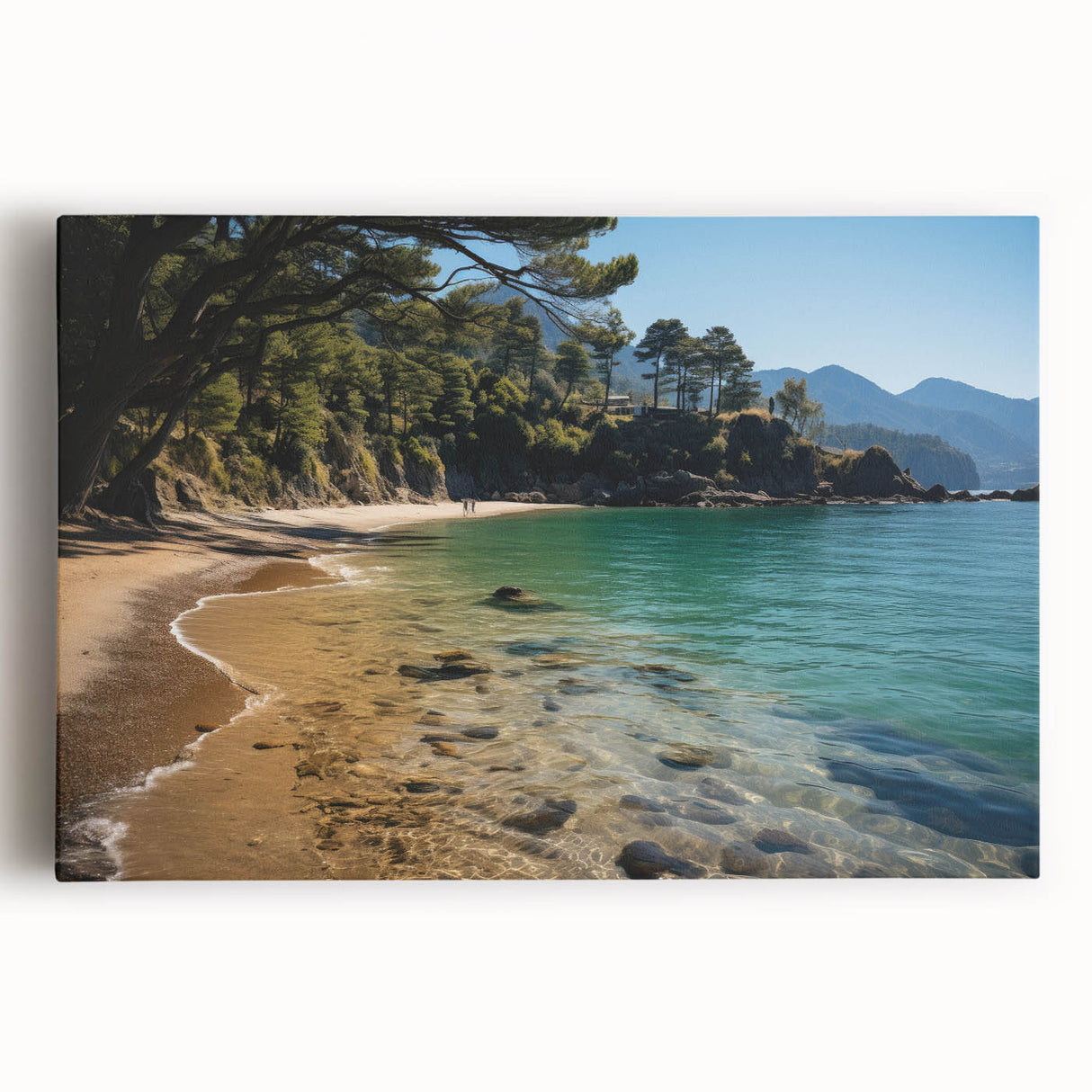 Black and white photograph of Hong Kong skyline on stretched canvas, ideal for kitchen art.